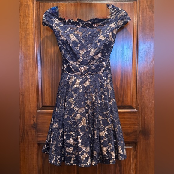 B Darlin Navy Lace Mini Dress - Picture 1 of 3